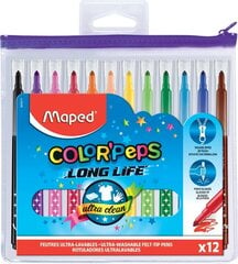 Фломастеры MAPED "Color`Peps" Long Life 12 цветов цена и информация | Принадлежности для рисования, лепки | 220.lv