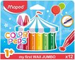 Vaska krītiņi MAPED Wax JUMBO, 12 krāsas cena un informācija | Modelēšanas un zīmēšanas piederumi | 220.lv