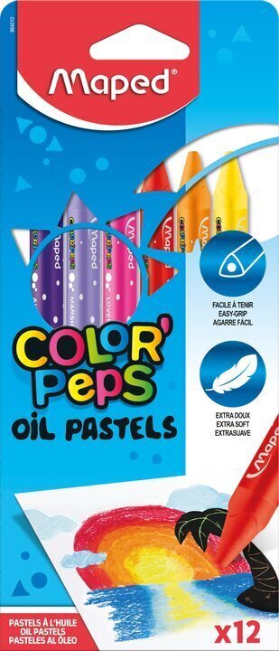 Eļļas krītiņi MAPED Oil Pastels, 12 krāsas cena un informācija | Modelēšanas un zīmēšanas piederumi | 220.lv