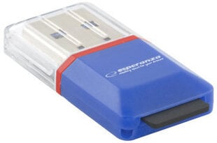 Esperanza MicroSD EA134B | Синий | USB2.0 | (MicroSD Pen Drive) цена и информация | Адаптеры и USB разветвители | 220.lv