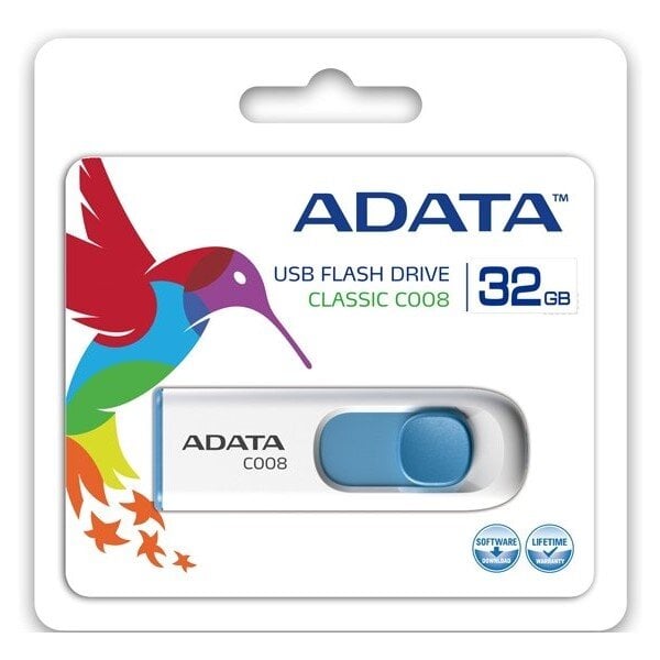 ADATA C008 32 GB, USB 2.0, White cena un informācija | USB Atmiņas kartes | 220.lv