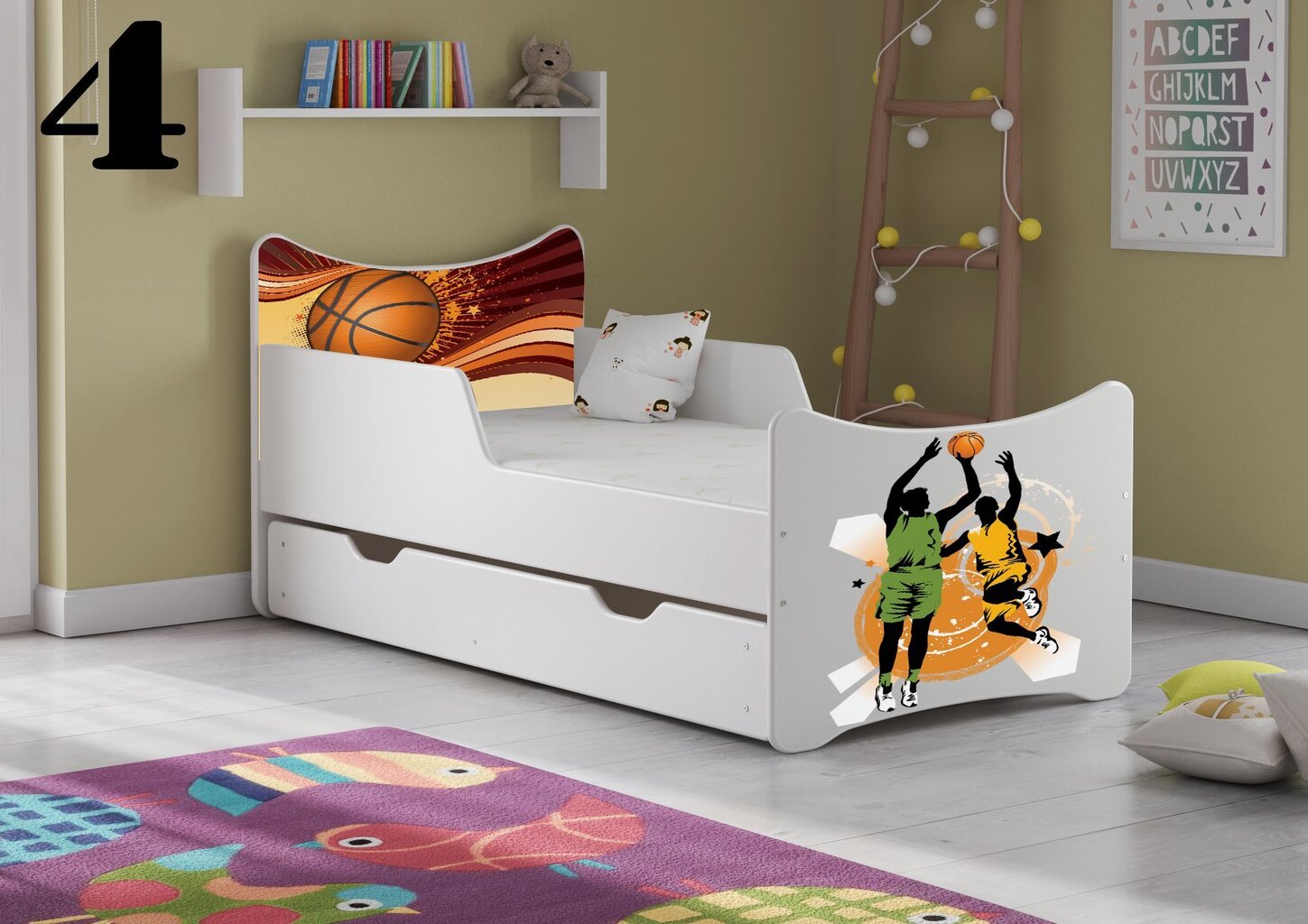 Gulta ar matraci un atvilktni SMB Big 4, 180x90 cm cena un informācija | Bērnu gultas | 220.lv
