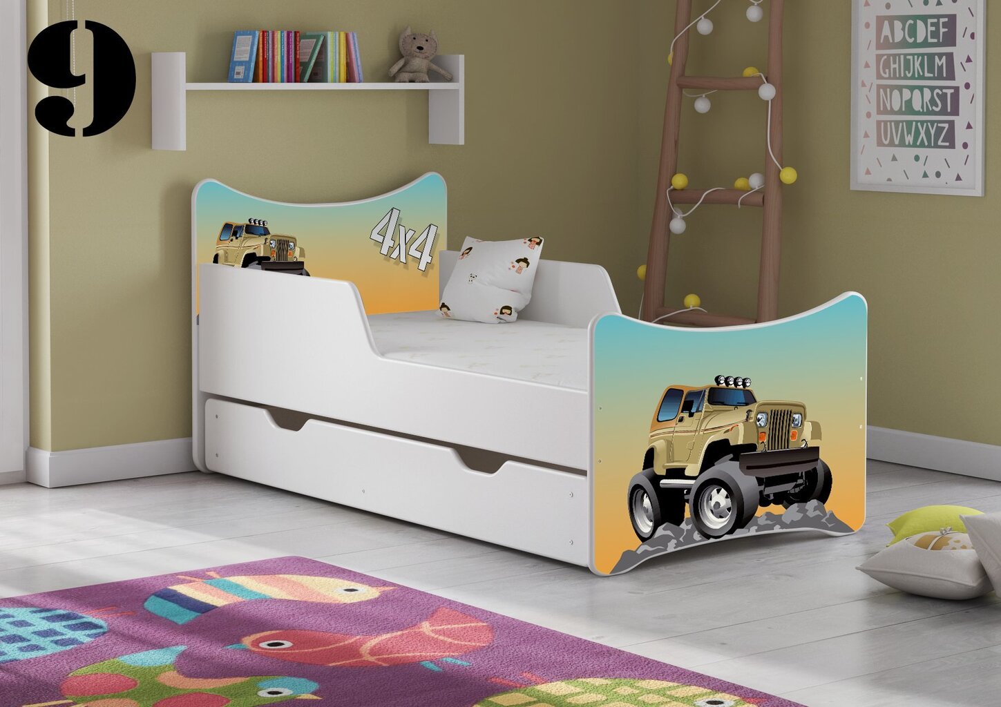 Gulta ar matraci un atvilktni SMB Big 9, 180x90 cm cena un informācija | Bērnu gultas | 220.lv