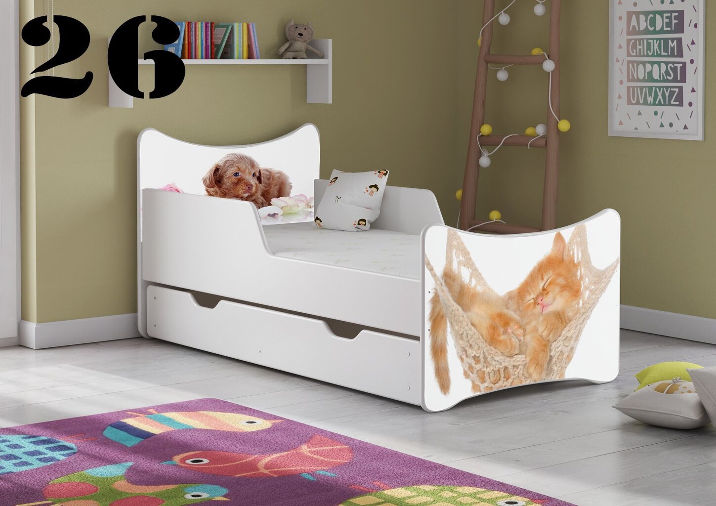 Gulta ar matraci un atvilktni SMB Big 26, 180x90 cm cena un informācija | Bērnu gultas | 220.lv