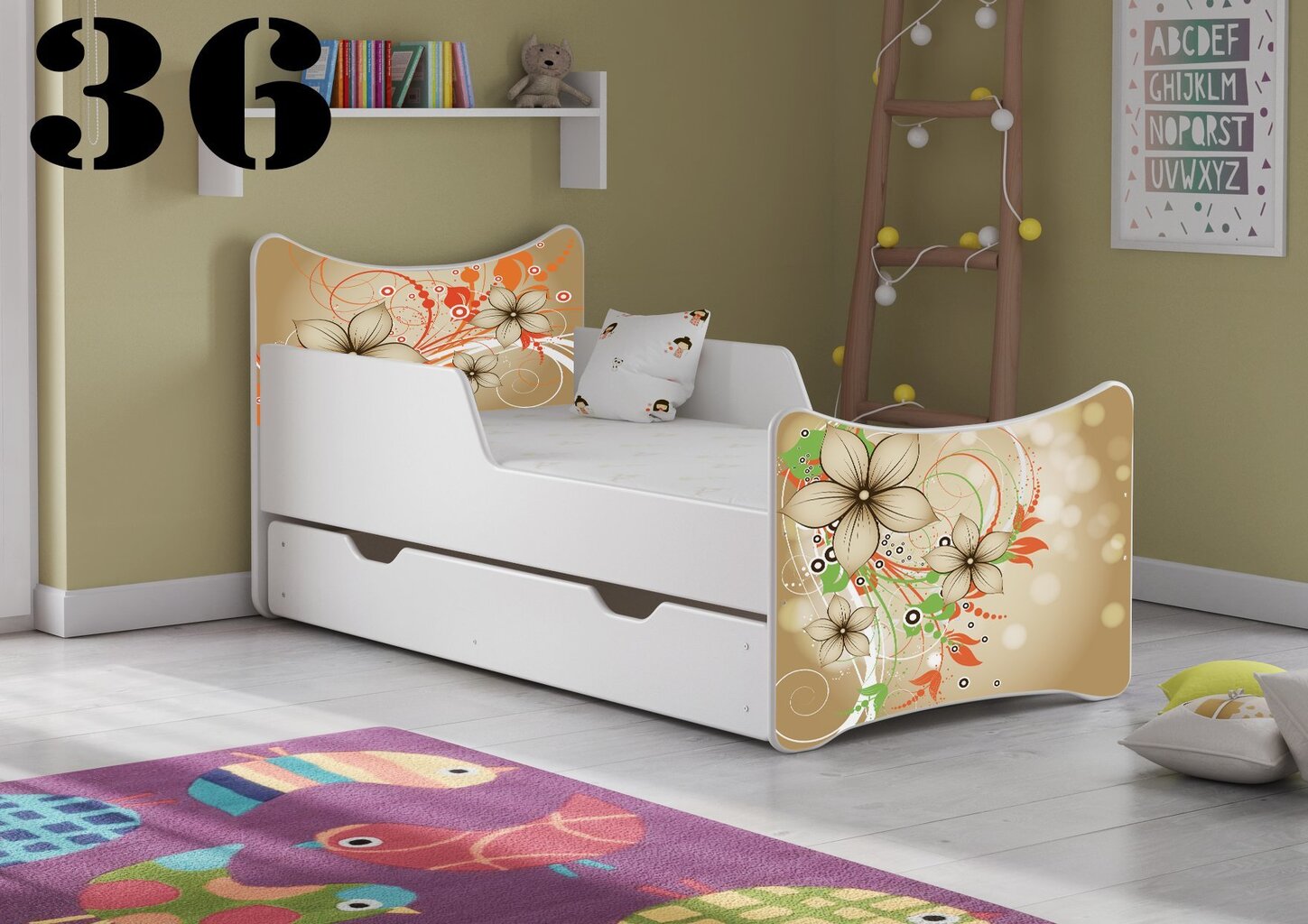 Gulta ar matraci un atvilktni SMB Big 36, 180x90 cm cena un informācija | Bērnu gultas | 220.lv