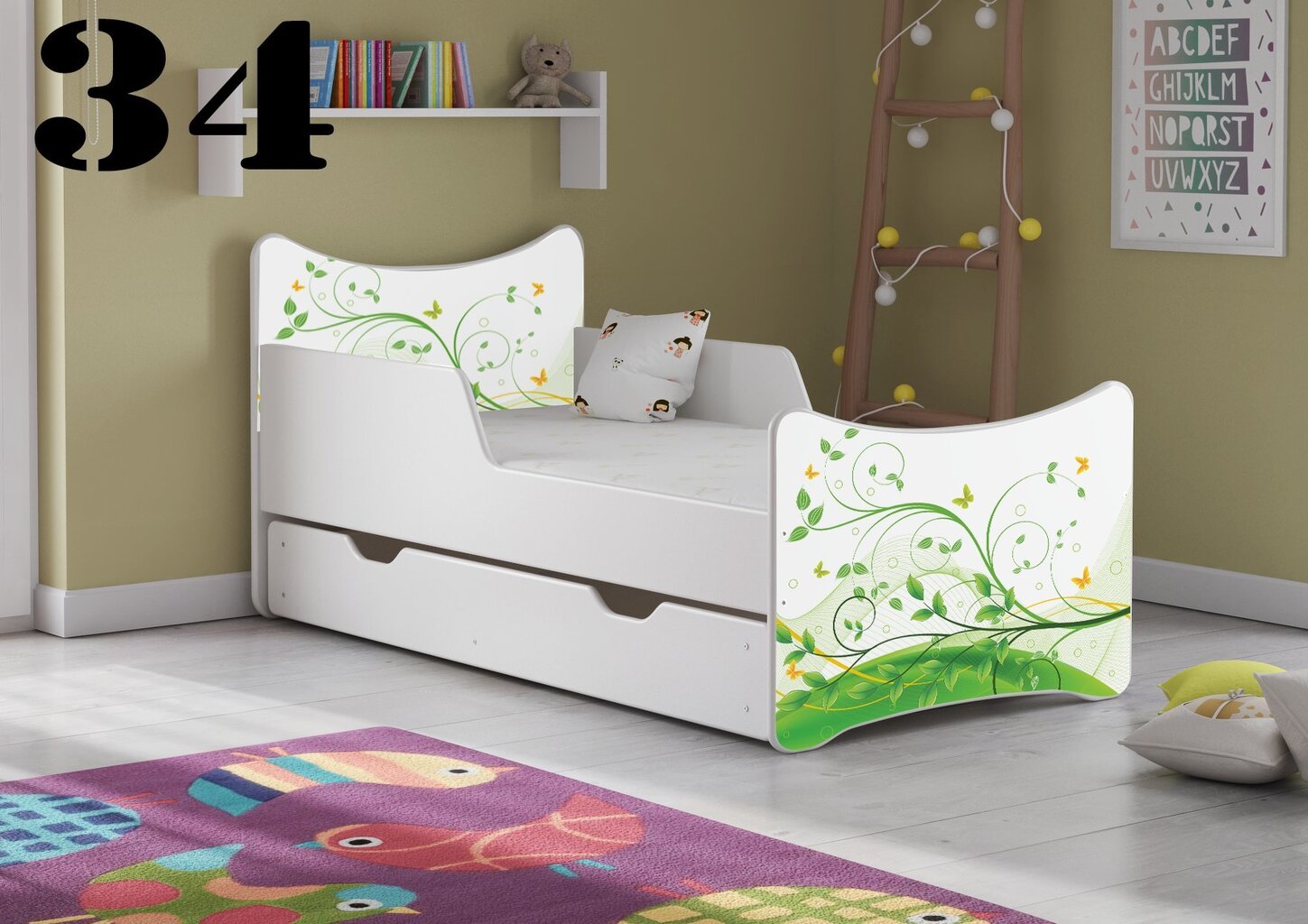 Gulta ar matraci un atvilktni SMB Medium 34, 160x80 cm cena un informācija | Bērnu gultas | 220.lv