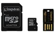 Atmiņas karte Kingston microSDHC 32GB CL4 + karšu lasītājs un adapteris цена и информация | Atmiņas kartes mobilajiem telefoniem | 220.lv