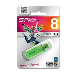 USB atmiņas karte Silicon Power Helios 8GB USB 2.0 Green cena un informācija | USB Atmiņas kartes | 220.lv