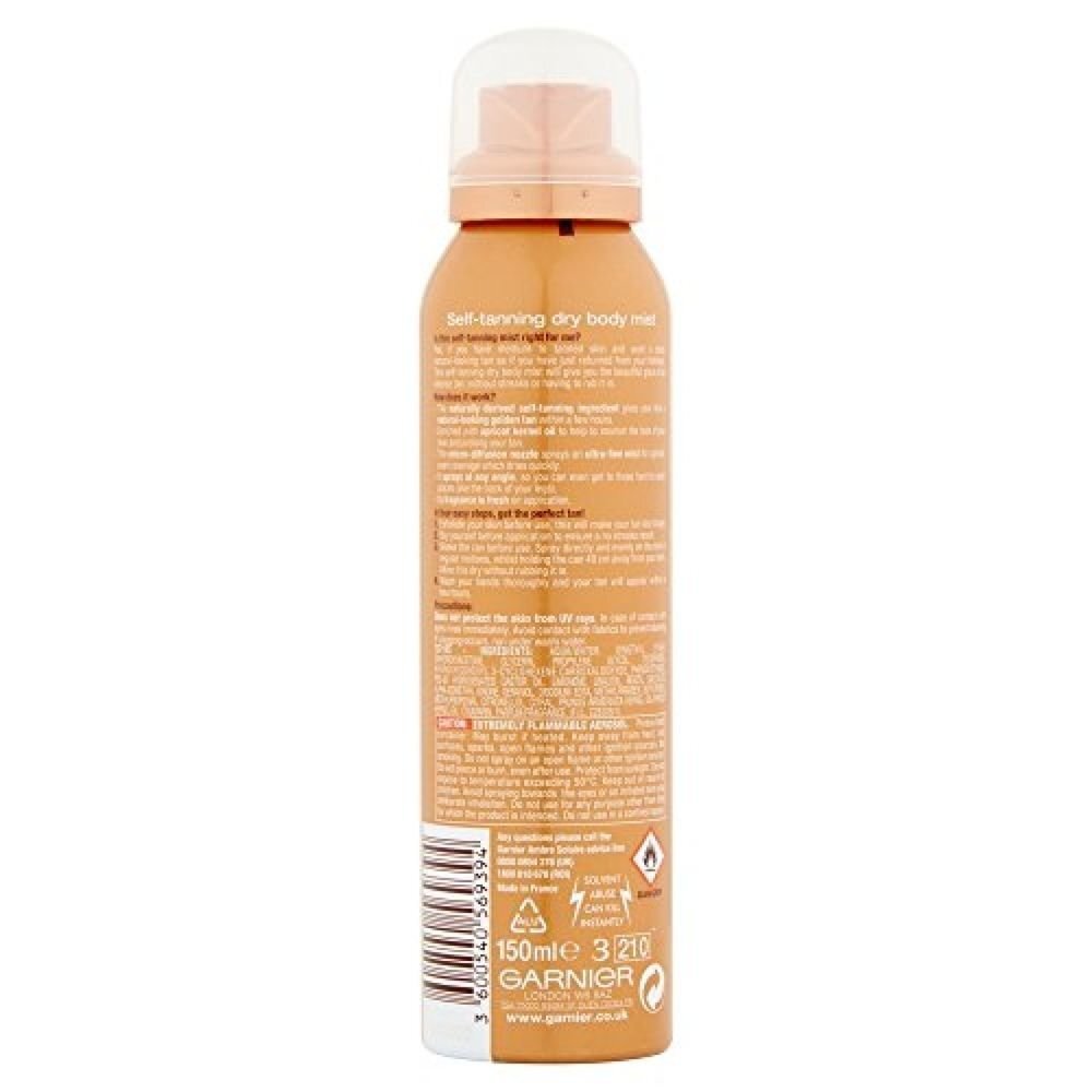 Paštonējošs aerosols ķermenim Garnier Ambre Solaire No Streaks Bronzer sievietēm 150 ml cena un informācija | Paštonējošie līdzekļi | 220.lv