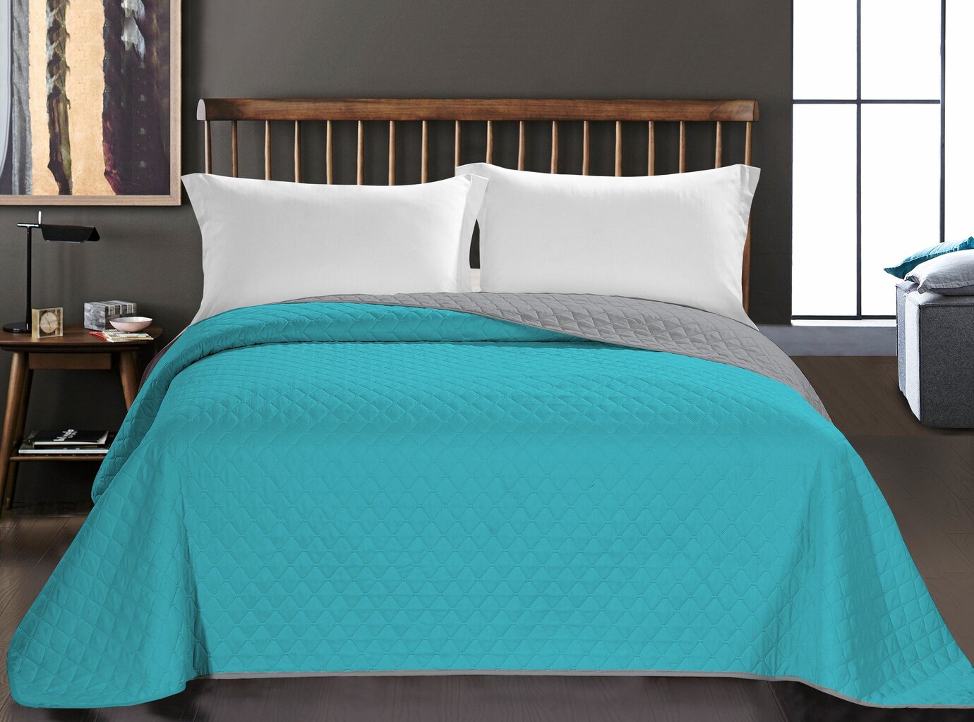 Decoking gultas pārsegs Axel, tirkīza-pelēkā krāsā - dažādi izmēri цена и информация | Gultas pārklāji, pledi | 220.lv