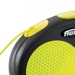 Flexi automātiskā pavada Neon New Classic XS, dzeltena, 3 m цена и информация | Поводки для собак | 220.lv