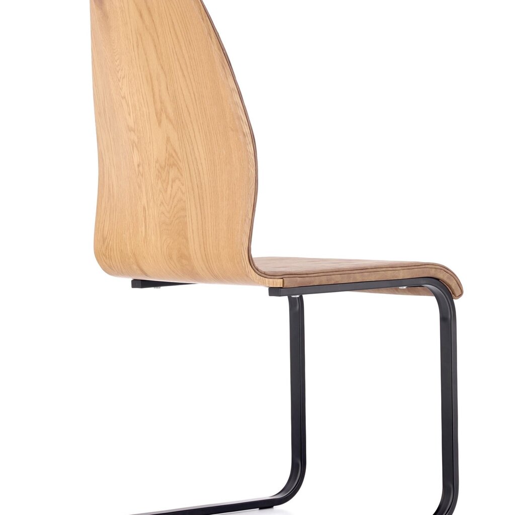 4 krēslu komplekts K265, melns/ozola krāsas cena un informācija | Virtuves un ēdamistabas krēsli | 220.lv