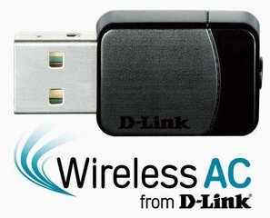 D-Link DWA-171 network card WLAN 433 Mbit/s цена и информация | Адаптеры и USB разветвители | 220.lv