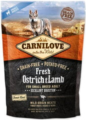 Корм собачий Carni Love Fresh Ostrich & Lamb для мелких пород, 1,5 кг цена и информация | Сухой корм для собак | 220.lv