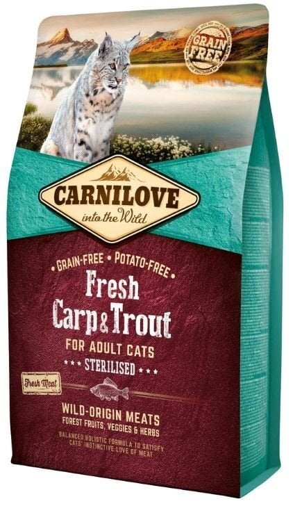 Carnilove Carp&Trout Sterilised 6kg Kaķiem цена и информация | Sausā barība kaķiem | 220.lv