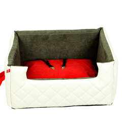 Amibelle Спальное место - кресло Lux, белое с красной подушкой L, 57 x 50 x 25 см цена и информация | Лежаки, домики | 220.lv
