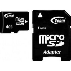 Карта памяти Flash Micro-SD 4GB Team C10 1Adp цена и информация | Карты памяти для телефонов | 220.lv