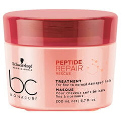 Маска для поврежденных волос Schwarzkopf Professional BC Bonacure Peptide Repair Rescue, 200 мл цена и информация | Распылите крем-спрей на волосы на расстоянии 20-25 см, расчешите их расческой. | 220.lv