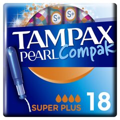 Тампоны TAMPAX Compak Pearl Super Plus, 18шт. цена и информация | Тампоны, гигиенические прокладки для критических дней, ежедневные прокладки | 220.lv