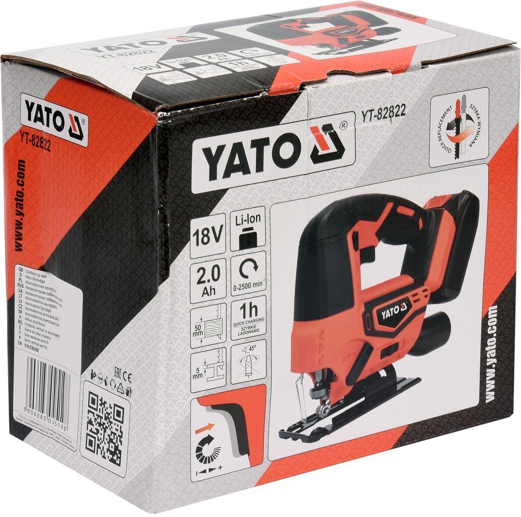 Akumulatora finierzāģis 18V Li-ion Yato YT-82822 cena un informācija | Zāģi, ripzāģi | 220.lv