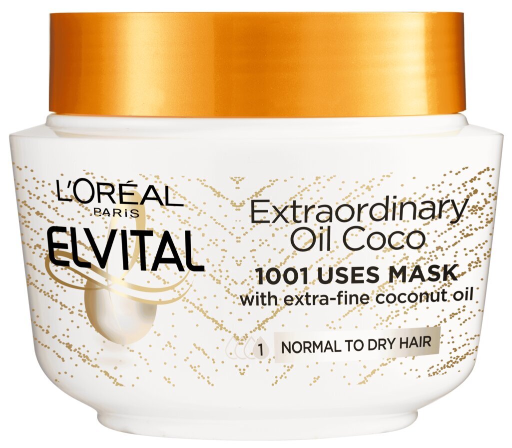 Matu maska ​​ar kokosriekstu eļļu L'Oreal Paris Elvital Extraordinary Oil 300 ml cena un informācija | Matu uzlabošanai | 220.lv