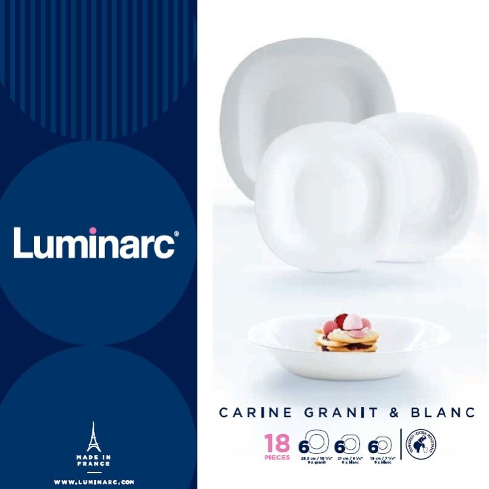 Luminarc pietų servizas Carine Grey White, 18 dalių cena un informācija | Trauki, šķīvji, pusdienu servīzes | 220.lv