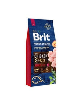 Brit Premium By Nature Adult lielu šķirņu suņiem ar vistu, 15 kg cena un informācija | Sausā barība suņiem | 220.lv