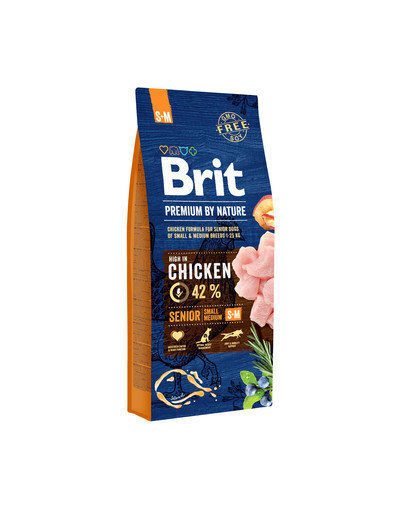 Brit Premium By Nature Senior S/M 15kg Suņiem cena un informācija | Sausā barība suņiem | 220.lv