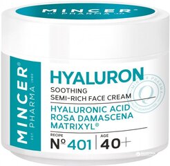 Nomierinošs sejas krēms Mincer Pharma Hyaluron 40+ 50 ml cena un informācija | Sejas krēmi | 220.lv