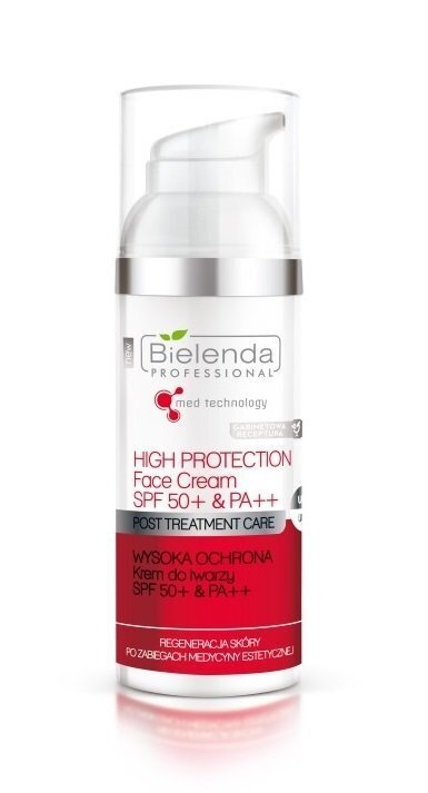 Aizsargājošs krēms pēc estētiskās medicīniskās procedūras Bielenda Professional High Protection SPF50+ sievietēm 50 ml цена и информация | Sejas krēmi | 220.lv