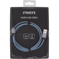 Mob. telefona kabelis STREETZ USB 2.0 "A-micro B", 1.0m, zils / MICRO-117 cena un informācija | Savienotājkabeļi | 220.lv