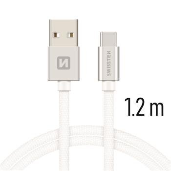 Swissten Textile Universāls Quick Charge 3.1 USB-C Datu un Uzlādes Kabelis 1.2m Sudraba cena un informācija | Savienotājkabeļi | 220.lv