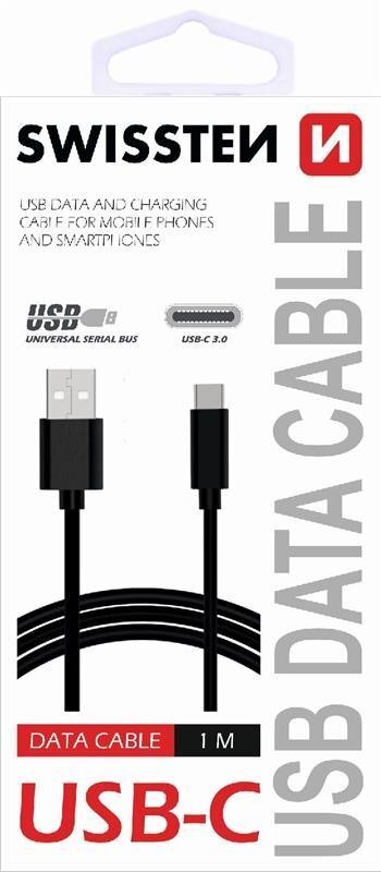 Universāls kabelis Swissten USB-C 3.1, 1.2 m, melnā krāsā cena un informācija | Savienotājkabeļi | 220.lv