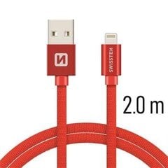 Swissten Textile Fast Charge 3A Lightning (MD818ZM/A) Datu un Uzlādes Kabelis 2m Sarkans цена и информация | Кабели и провода | 220.lv