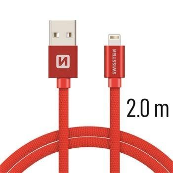 Swissten Textile Fast Charge 3A Lightning (MD818ZM/A) Datu un Uzlādes Kabelis 2m Sarkans цена и информация | Kabeļi un vadi | 220.lv