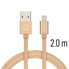 USB-кабель Swissten Textile 3A Lightning, 2,0 м, золотой цвет цена и информация | Кабели и провода | 220.lv