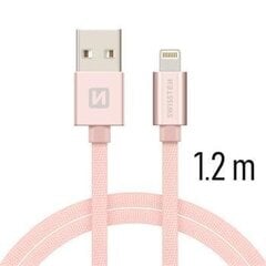USB-кабель Swissten Textile 3A Lighthing, 1,2 м, Розовое золото цена и информация | Кабели и провода | 220.lv