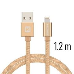 Swissten Textile Fast Charge 3A Lightning (MD818ZM/A) Datu un Uzlādes Kabelis 1.2m Zelta cena un informācija | Swissten TV un Sadzīves tehnika | 220.lv