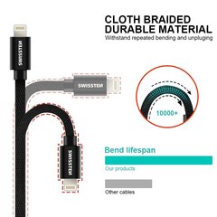 USB-кабель Swissten Textile 3A Lighthing, 1,2 м, цвет золотой цена и информация | Кабели и провода | 220.lv
