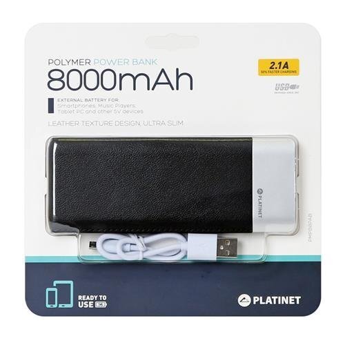 Platinet lādētājs-akumulators Leather 8000mAh 2.1A Li-Po (43790) цена и информация | Lādētāji-akumulatori (Power bank) | 220.lv