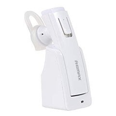 Remax RB-T6C Car Multipoint / HD Balss / A2DP / Bluetooth 4.1 Wireless Headset EarPhone with Charging Dock White cena un informācija | Bezvadu garnitūra | 220.lv