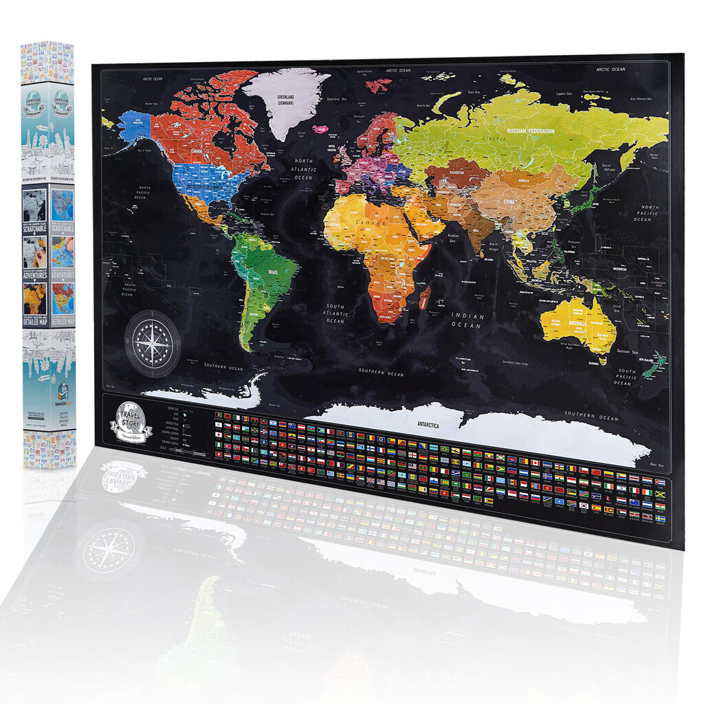 Dzēšama pasaules karte 70x50cm cena un informācija | Pasaules kartes | 220.lv