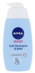 Нежный шампунь и очищающее средство для купания для малышей Nivea Baby Soft Shampoo & Bath, 500 мл цена и информация | Косметика для мам и детей | 220.lv