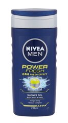 Гель для душа-шампунь Nivea Men Power Refresh  250 мл цена и информация | Масла, гели для душа | 220.lv