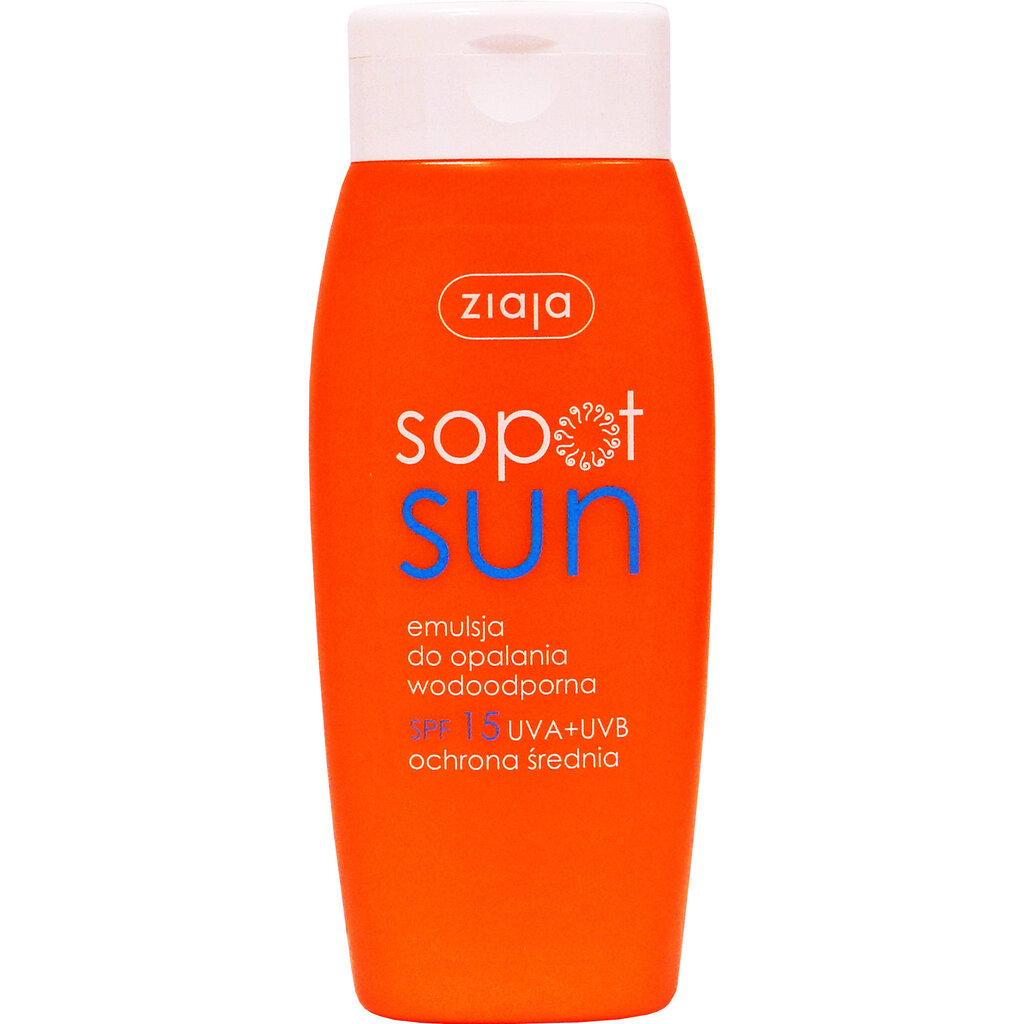 Ūdens noturīga sejas un ķermeņa emulsija aizsardzībai no saules Ziaja Sopot Sun SPF15 150 ml цена и информация | Sauļošanās krēmi | 220.lv