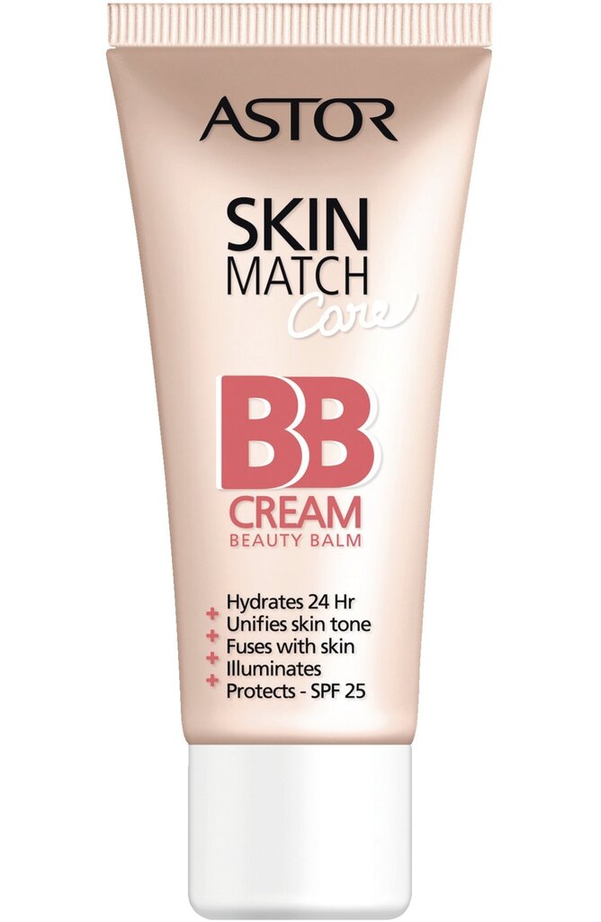 Tonējošs, mitrinošs sejas krēms Astor Skin Match Care BB SPF25 50 ml, 100 Ivory cena un informācija | Grima bāzes, tonālie krēmi, pūderi | 220.lv