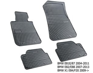 Gumijas paklājiņi BMW E81/E87/E82/E88 series 1 2004-> /4pc, 0662 цена и информация | Модельные резиновые коврики | 220.lv