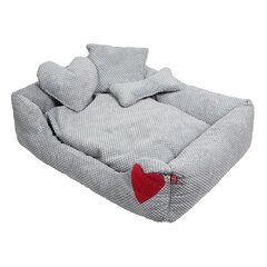 Amibelle кроватка с красным сердечком для домашних животных, серая 50 x 60 x 12 см цена и информация | Лежаки, домики | 220.lv