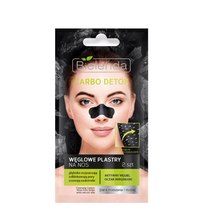 Attīroša maska deguna zonai ar aktīvo ogli Bielenda Carbo Detox 2 gab. цена и информация | Sejas maskas, acu maskas | 220.lv