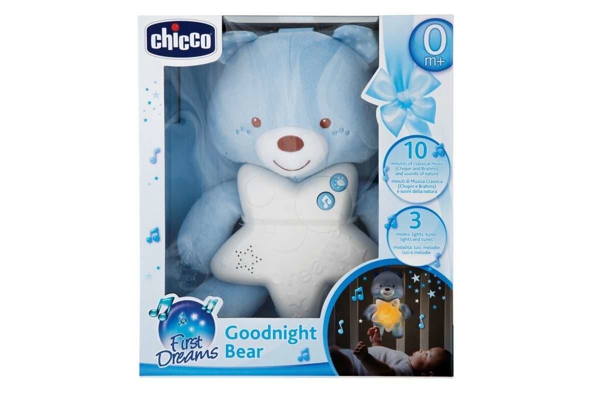 Lācis-nakts lampa Chicco Goodnight Bear First Dreams, Zila cena un informācija | Rotaļlietas zīdaiņiem | 220.lv